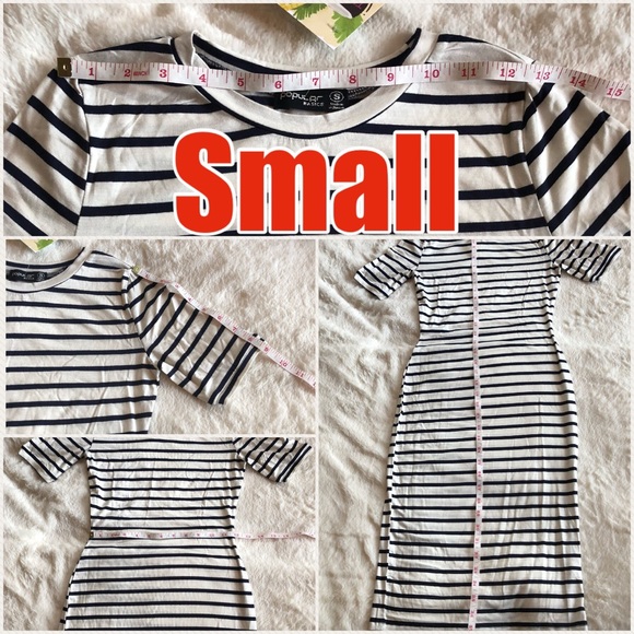 NWT-Black & White striped Bodycon dress - Picture 6 of 8